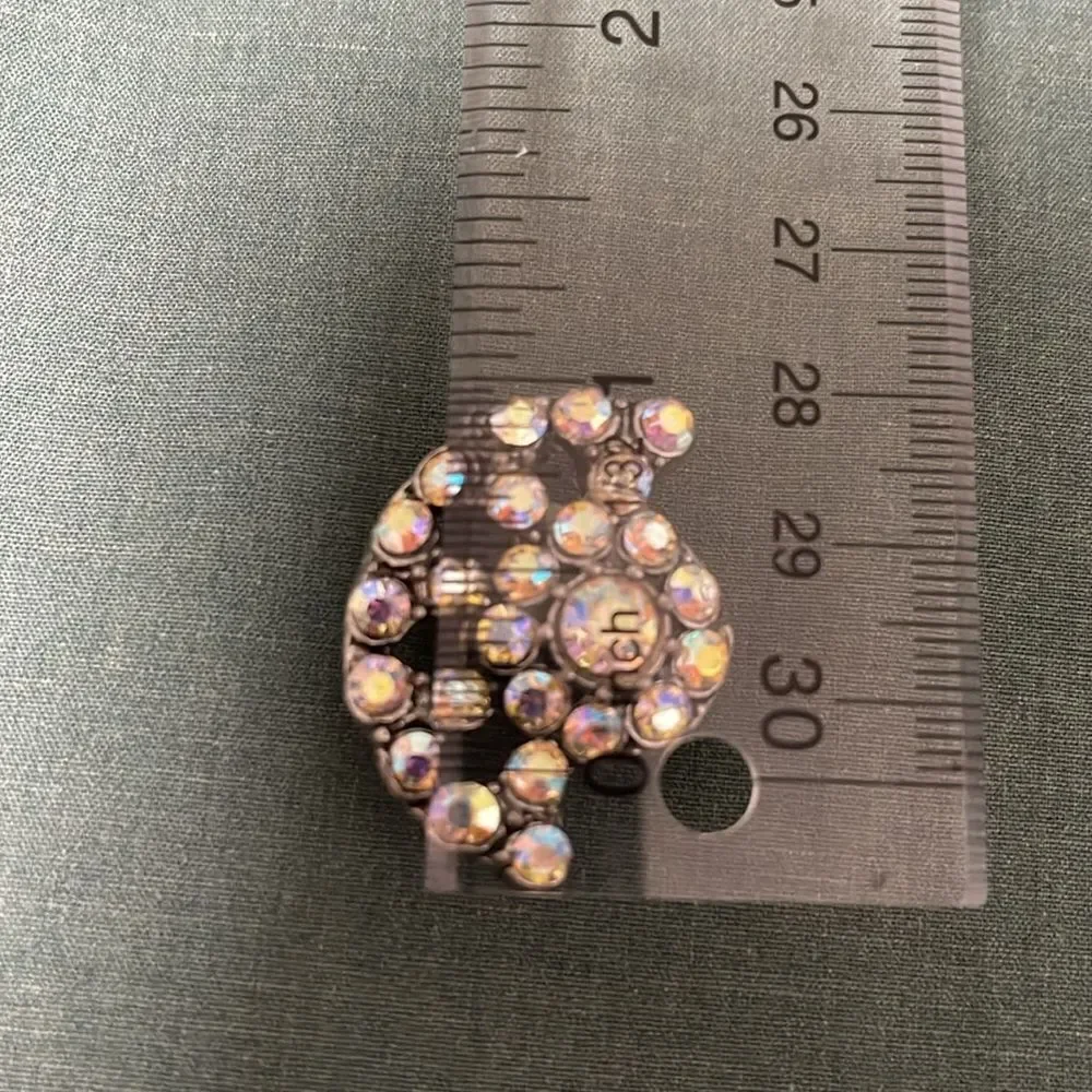 Vintage Elegant Silver Pink Crystal Brooch